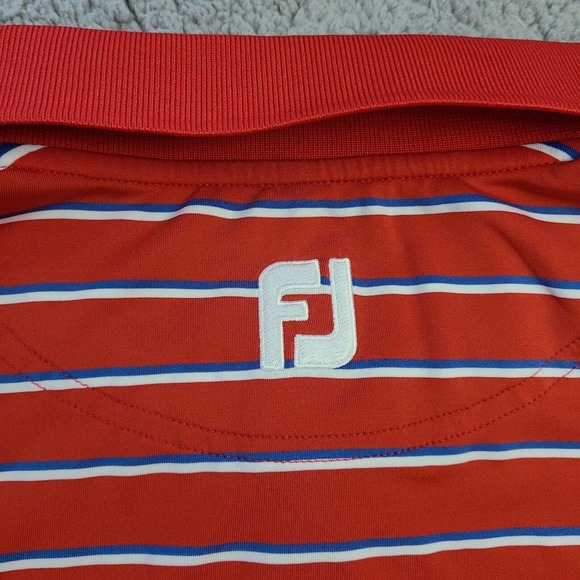 FootJoy Polo Shirt Mens XL Red Striped Striped Embroidered Collared Athletic - Picture 6 of 11